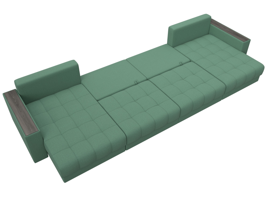 Дизайнерские диваны для гостиной, Диван П-образный с декором Лига-049 НПБ Лонг, рогожка Амур