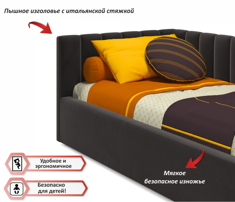 Мягкая кровать, Мягкая кровать-тахта Milena 900 подъемная с матрасом ГОСТ