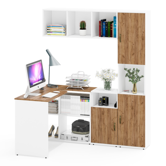 Домашние кабинеты, Пенал для хранения Лидер-8 со столом-трансформером с полкой для книг и тумбой 3.19