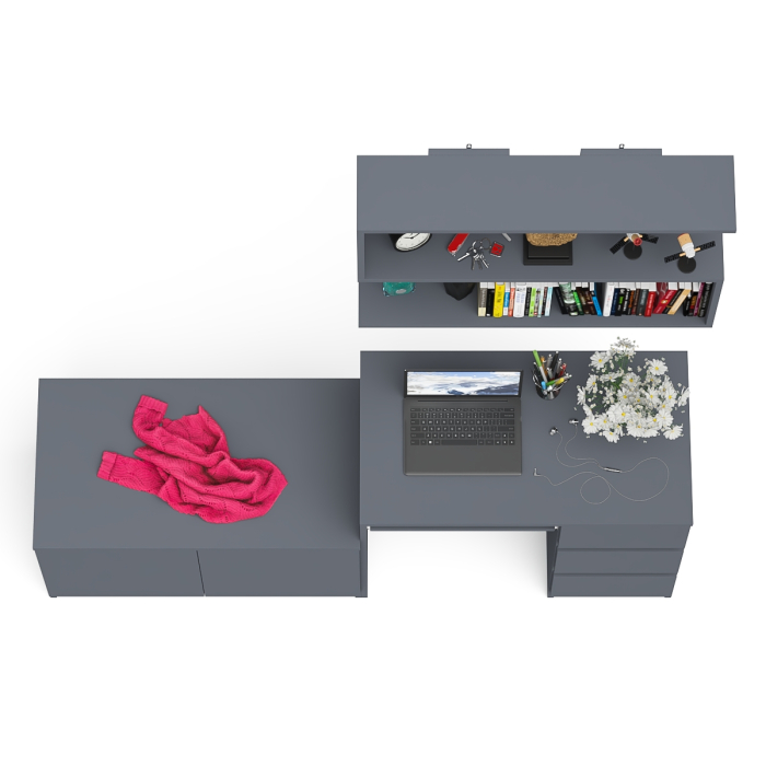 Прямые компьютерные столы, Открытая полка Мори 900 с компьютерным столом Мори МС-6 правый и тумбочкой с дверками