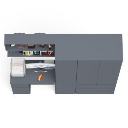 Широкий шкаф-комод Мори МШ1200.1 с письменным столом МС-1 левый и полкой на 900