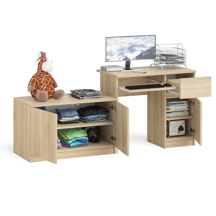 Прямые компьютерные столы, Тумба Мори МА900-1 и стол компьютерный Мори МС-1 правый