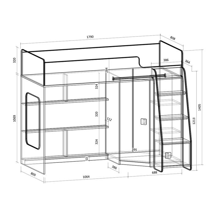 Кровати-чердаки, Кровать чердак Легенда 42.2.1