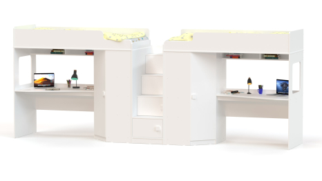 Кровать-чердак  с угловым шкафом и столешницей Ridgimmi 11.2