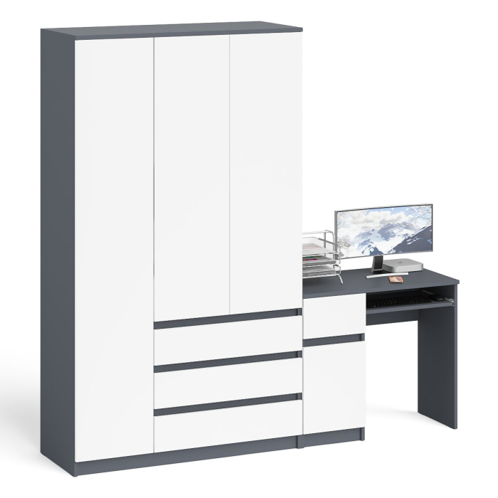 Домашние кабинеты, Компьютерный стол с тумбой с дверкой и ящиком левый и шкаф-комод Мори МШ1200-1