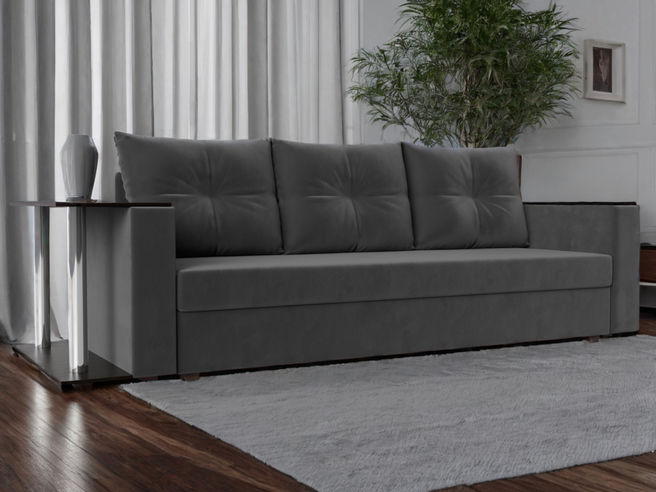 Диваны еврокнижки, Диван прямой Атланта со столом слева, велюр