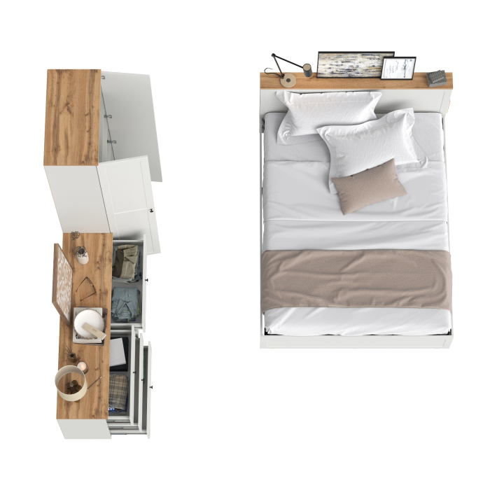 Спальные гарнитуры, Кровать с ортопедическим основанием для матраса 1600х2000 и шкаф Остин 16.307 с комодом 6-ть ящиков