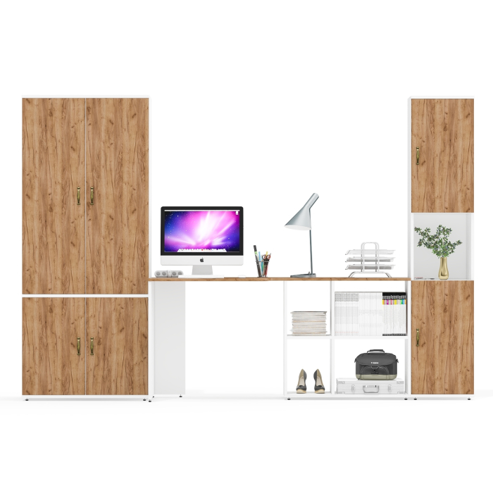 Домашние кабинеты, Стол-трансформер рабочий Лидер-8 с пеналом и бельевым шкафом для одежды