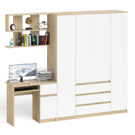 Домашние кабинеты, Стол компьютерный с тумбой справа с большим шкафом Мори МШ1600.1 и полкой открытой