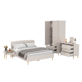 Кровать двуспальная 1600 Афина с комодом и двухдверным шкафом Афина