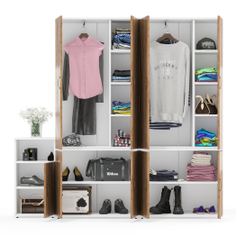 Два шкафа платяных Лидер-8 с тумбочкой с нишей МД 3.19