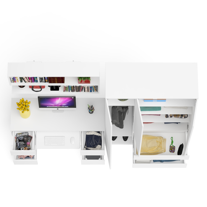 Домашние кабинеты, Шкаф-комод трёхдверный Мори МШ1200.1 с письменным столом и открытой книжной полкой