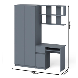 Стол компьютерный Мори МС-1 тумба слева с полкой навесной и шкафом две двери