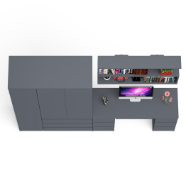 Шкаф-комод трёхдверный Мори МШ1200.1 с письменным столом и открытой книжной полкой