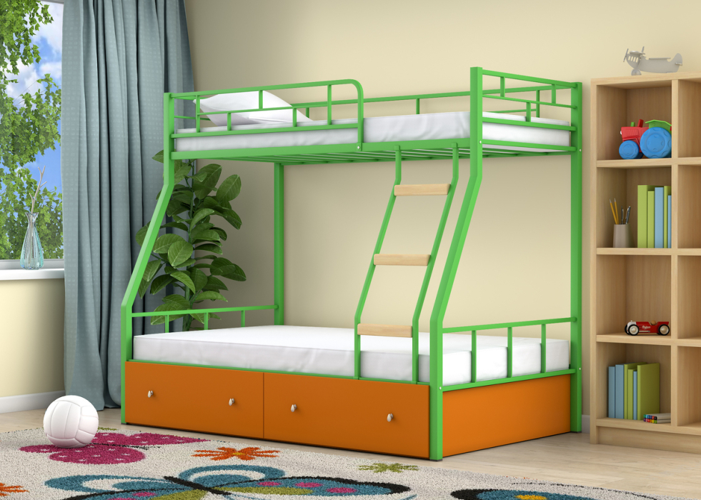 Для подростков, Двухъярусная кровать Радуга ящики оранжевый