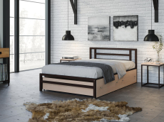 Кровати 120 см, Односпальная кровать Титан 120 ящики дуб молочный