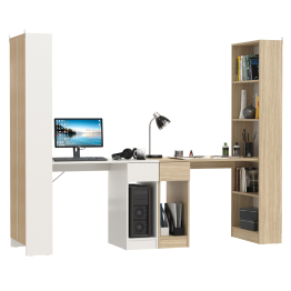 Два письменных стола Лайт 10.01 со шкафом с полками