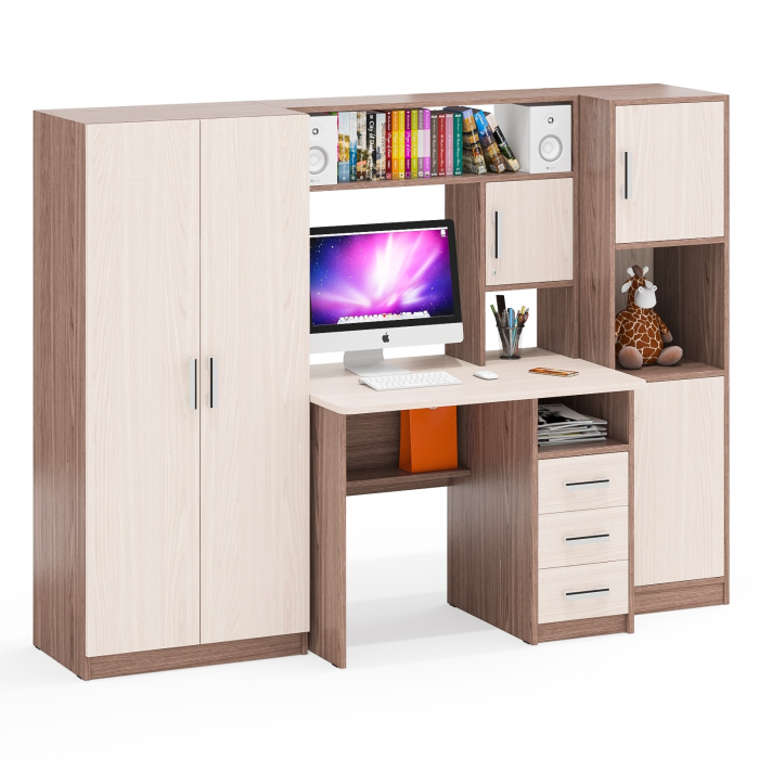 Домашние кабинеты, Компьютерный стол с пеналом и шкафом МД-СК-9