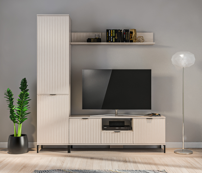 Стенки для гостиной, Набор для гостиной с пеналом Турин Кашемир серый/МДФ Кашемир