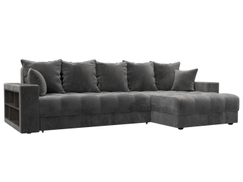 Диван угловой с декором и полкой Лига-050 НПБ, велюр TOWER