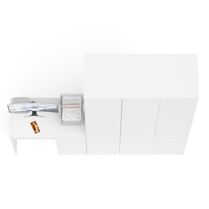 Домашние кабинеты, Компьютерный стол Мори с тумбой с дверкой и ящиком правый и шкаф-комод МШ1200-1