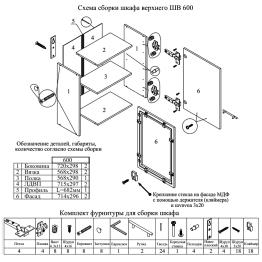 Шкаф навесной кухонный 60 см. Мебель 24 ШВ600