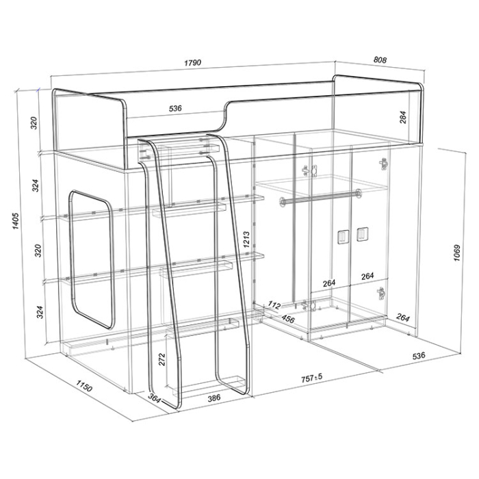 Кровати-чердаки, Кровать чердак Легенда 42.1.2