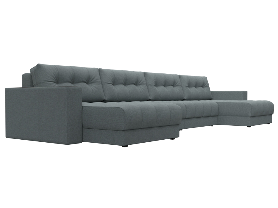 Дизайнерские диваны для гостиной, Диван П-образный с декором Лига-049 НПБ Лонг, рогожка Амур