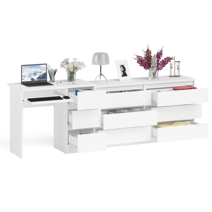 Домашние кабинеты, Комод 1380 6-ть ящиков Мори с однотумбовым столом компьютерным МС-6 правым