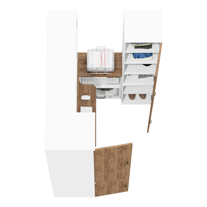 Домашние кабинеты, Пенал с открытой нишей и дверками Лидер-8 со столом для работы с полкой и пеналом МД 23Б