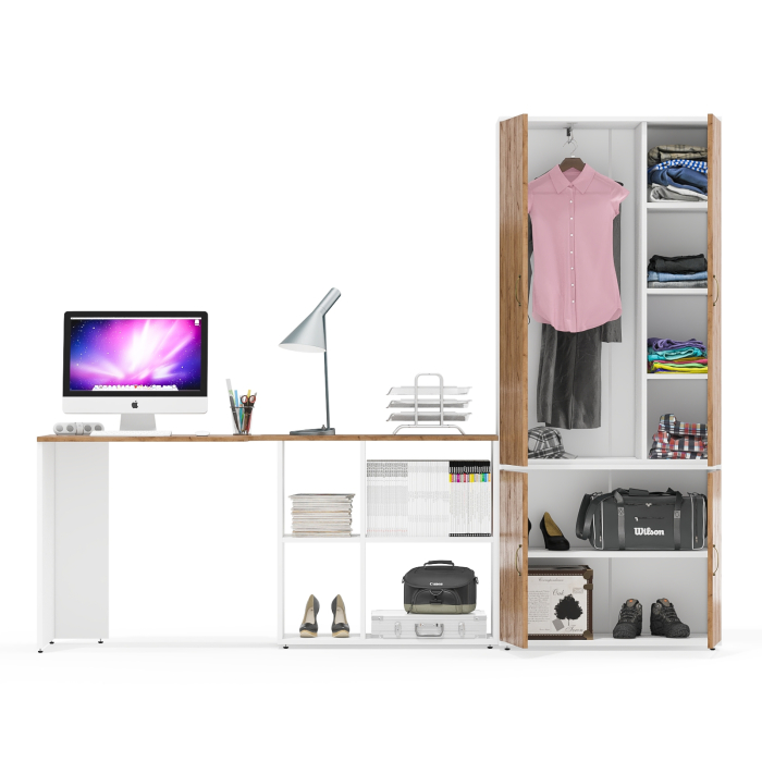 Домашние кабинеты, Платяной шкаф Лидер-8 и стол-трансформер