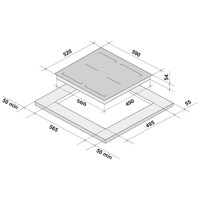 Встраиваемые варочные панели, Индукционная варочная поверхность  ETERNO 60 BL (независимая)