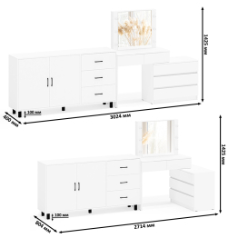 Туалетный столик-трансформер с подсветкой и зеркалом 110 и комод-тумба 123-1604