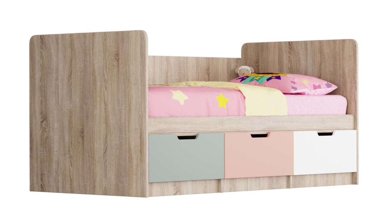 Кровати одноярусные, Кровать детская без бортиков Маша и Медведь, 84