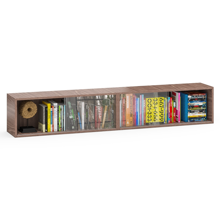 Настенные полки, Комплект из двух книжных полок со стеклом КН-01