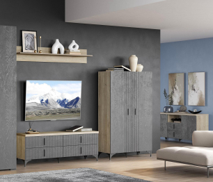 Шкаф Шер ШК-3323, дуб серый, айронвуд серебро