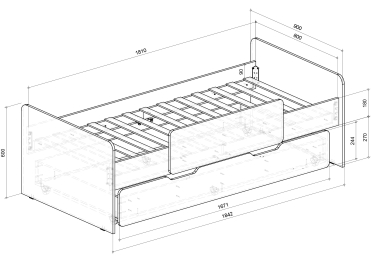 Односпальная кровать с выкатным спальным местом Ridgimmi 6.2