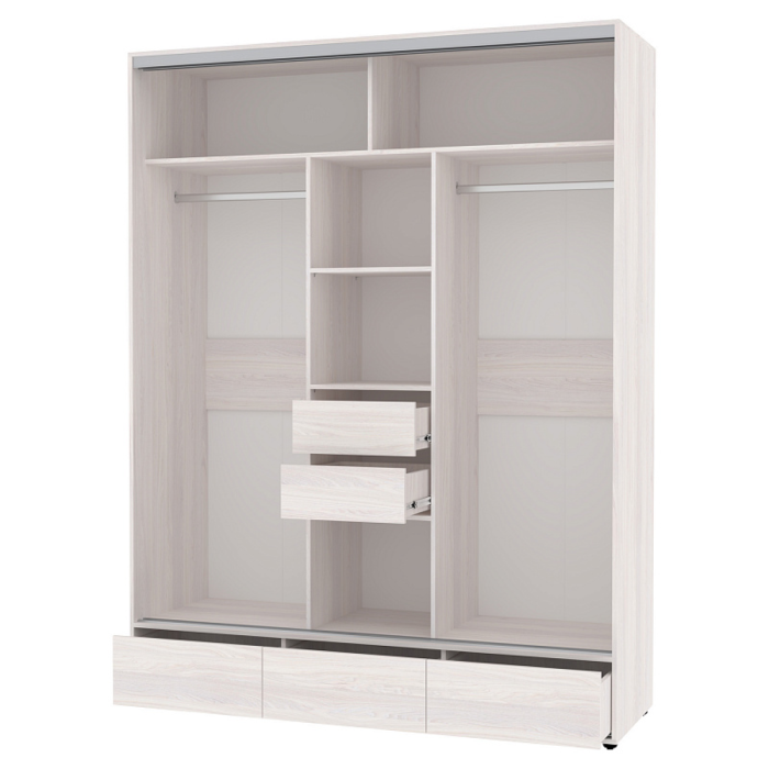 Шкафы-купе 3-х дверные, Шкаф-купе 3-дв  MOD 1800 зеркало/лдсп  (в2390*ш1800*г620)