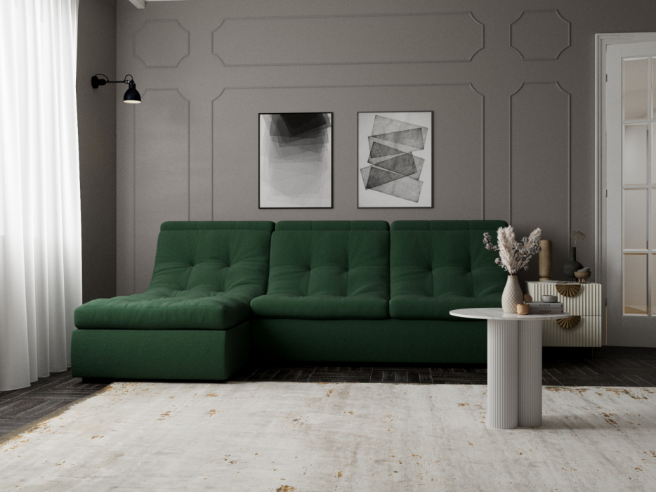 Диваны угловые в гостиную, Угловой диван Монако-2 ППУ, велюр