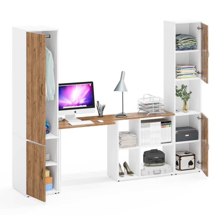 Домашние кабинеты, Письменный стол-трансформер Лидер-8 с пеналом для одежды и пеналом с нишей