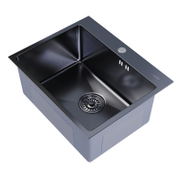 Кухонные мойки, Мойка настол.монтаж 53х43 (3,0) вып 3 1/2  MIXLINE PRO 22см с сифоном (черный графит)