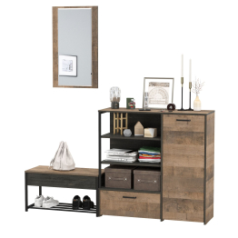 Комод с нишами и ящиком с обувницей с сиденьем и зеркалом Трувор