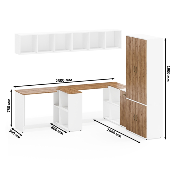 Домашние кабинеты, Подростковая мебель для учёбы для двоих человек Лидер-8 № 58