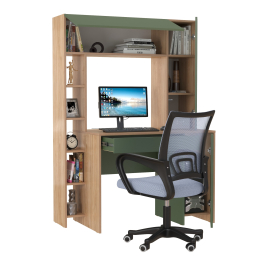 Компьютерный стол Комфорт 12.71 и офисное кресло 103 серого цвета