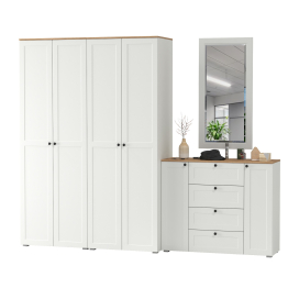 Два платяных шкафа Остин и комод с зеркалом