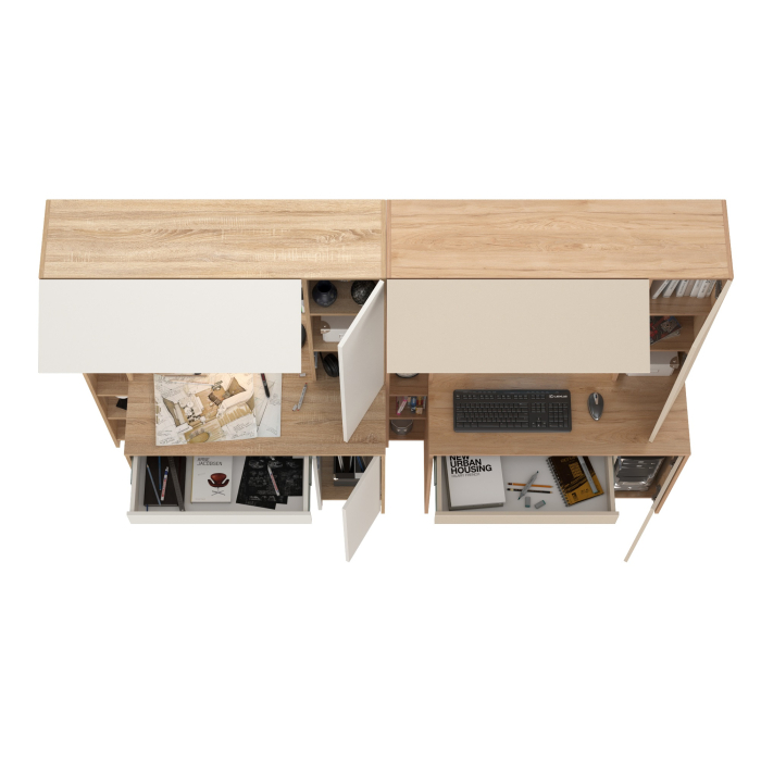 Прямые компьютерные столы, Два стола с надстройкой Mobi Комфорт 12.71