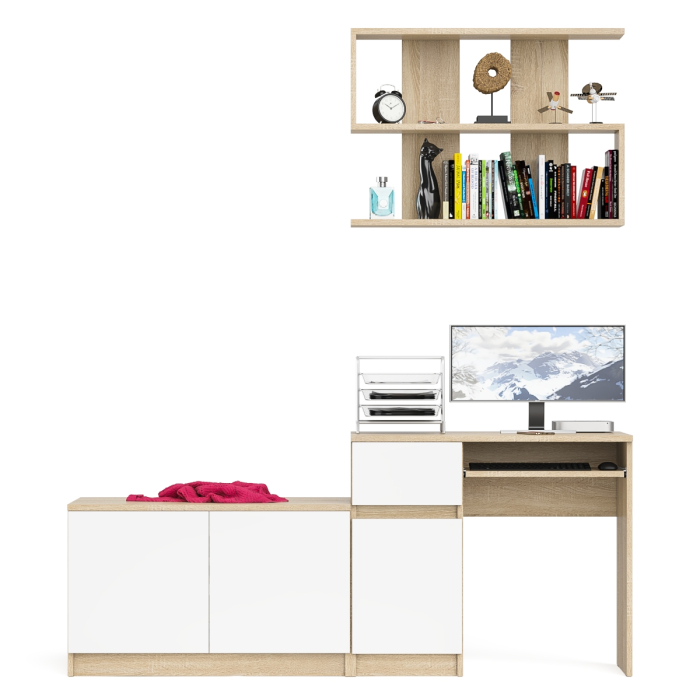 Прямые компьютерные столы, Компьютерный стол Мори МС-1 левый с тумбой две дверки и полкой