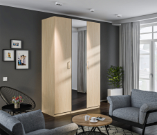 Шкафы распашные, Шкаф 3-х дверный с зеркалом МАКС Дуб Винченца