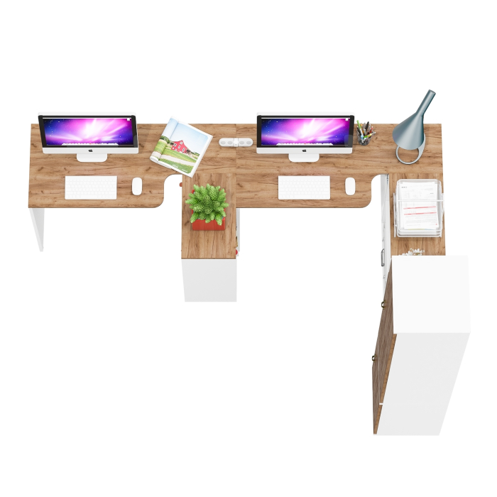 Домашние кабинеты, Тумбочка для документов с нишей Лидер-8 с двумя столами-трансформерами  и пеналом 21Б