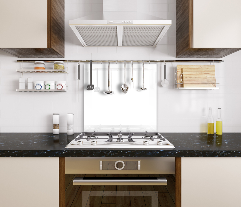 Стеновые панели/Фартуки, Интерьерная панель однотонная из стекла 500*600 мм, MGF56_белый